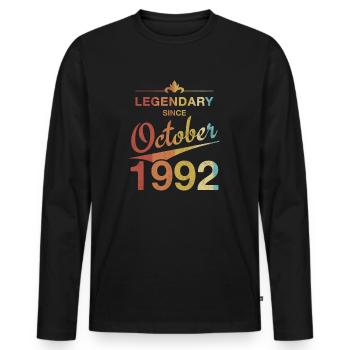 30th birthday Legendary October 1992 Vintage 92 - Men's Premium Organic Long Sleeve Shirt - black - Front - Nico (187cm)