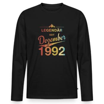 Legendary 30th birthday December 1992 Vintage 92 - Men's Premium Organic Long Sleeve Shirt - black - Front - Nico (187cm)