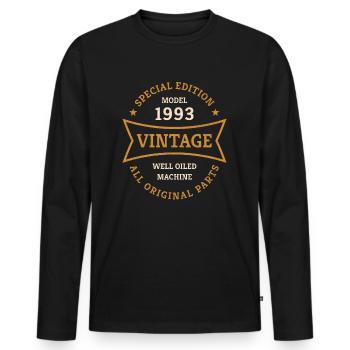 Vintage 30. Geburtstag Jahrgang 1993 Geschenkidee - Männer Premium Bio Langarmshirt - Schwarz - Vorne - Nico (187cm)