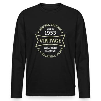 Vintage 70. Geburtstag Jahrgang 1953 Geschenkidee - Männer Premium Bio Langarmshirt - Schwarz - Vorne - Nico (187cm)