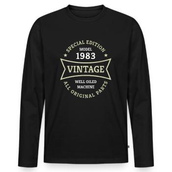 Vintage 40. Geburtstag Jahrgang 1983 Geschenkidee - Männer Premium Bio Langarmshirt - Schwarz - Vorne - Nico (187cm)