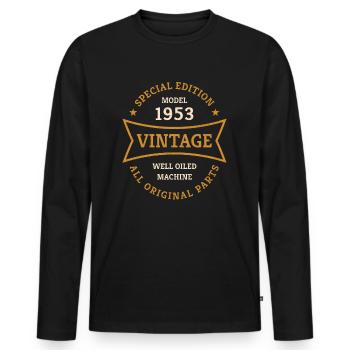 Vintage 70. Geburtstag Jahrgang 1953 Geschenkidee - Männer Premium Bio Langarmshirt - Schwarz - Vorne - Nico (187cm)