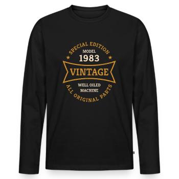 Vintage 40. Geburtstag Jahrgang 1983 Geschenkidee - Männer Premium Bio Langarmshirt - Schwarz - Vorne - Nico (187cm)