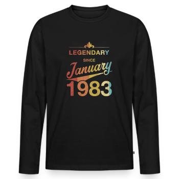 40e anniversaire Légendaire Janvier 1983 Année 83 - T-shirt manches longues Premium bio Homme - noir - Devant - Nico (187cm)