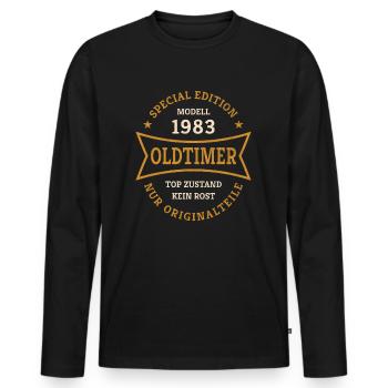 Oldtimer 40. Geburtstag Jahrgang 1983 Geschenkidee - Männer Premium Bio Langarmshirt - Schwarz - Vorne - Nico (187cm)