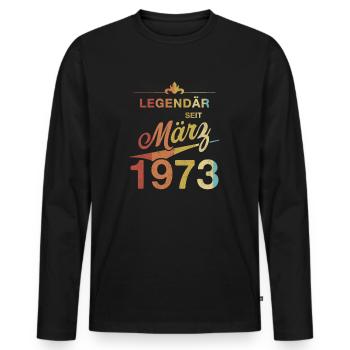50. Geburtstag Legendär März 1973 Jahrgang 73 - Männer Premium Bio Langarmshirt - Schwarz - Vorne - Nico (187cm)