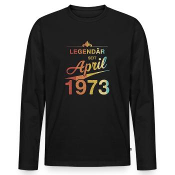 50. Geburtstag Legendär April 1973 Jahrgang 73 - Männer Premium Bio Langarmshirt - Schwarz - Vorne - Nico (187cm)