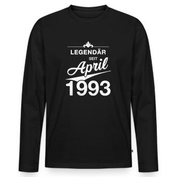 30. Geburtstag Legendär April 1993 Jahrgang 93 - Männer Premium Bio Langarmshirt - Schwarz - Vorne - Nico (187cm)