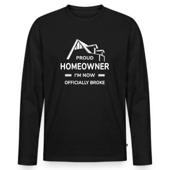 Un fier propriétaire officiellement en faillite Cérémonie d’achèvement - T-shirt manches longues Premium bio Homme - noir - Devant - Nico (187cm)