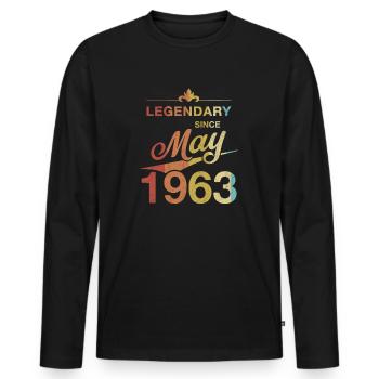 60e anniversaire Légendaire Mai 1963 Année 63 - T-shirt manches longues Premium bio Homme - noir - Devant - Nico (187cm)