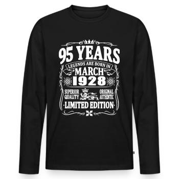 95 years old - born in March 1928 - Men's Premium Organic Long Sleeve Shirt - black - Front - Nico (187cm)
