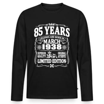 85 years old - born in March 1938 - Men's Premium Organic Long Sleeve Shirt - black - Front - Nico (187cm)