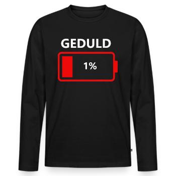 Bitte Geduld ein leeres Akku mit einem Prozent - Männer Premium Bio Langarmshirt - Schwarz - Vorne - Nico (187cm)