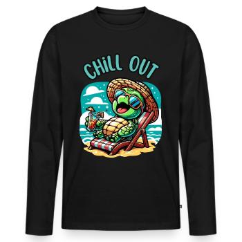 Schildkröte Chill Out - Männer Premium Bio Langarmshirt - Schwarz - Vorne - Nico (187cm)