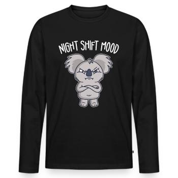Koala Koala Bear Shift Worker Night Shift - Men's Premium Organic Long Sleeve Shirt - black - Front - Nico (187cm)