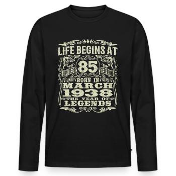 März 1938 - 85 Jahre alt - 85. Geburtstag - Männer Premium Bio Langarmshirt - Schwarz - Vorne - Nico (187cm)