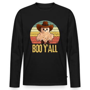 Halloween Ghost Cowboy - Men's Premium Organic Long Sleeve Shirt - black - Front - Nico (187cm)