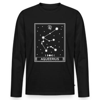 Aqueerius Lesbisch - Männer Premium Bio Langarmshirt - Schwarz - Vorne - Nico (187cm)