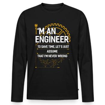 Engineer mechanical engineering electrical engineering gift - Men's Premium Organic Long Sleeve Shirt - black - Front - Nico (187cm)