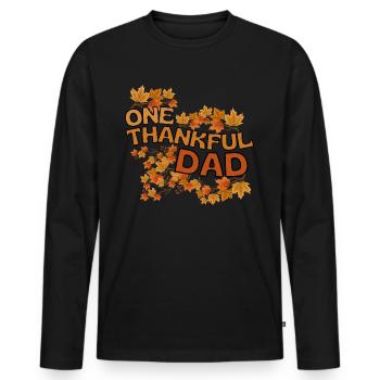 Thankful Dad Papa Herbst Blätter Dankbarkeit - Männer Premium Bio Langarmshirt - Schwarz - Vorne - Nico (187cm)