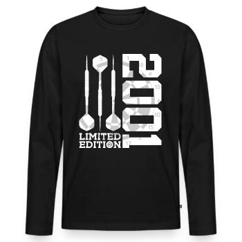 LIMITED EDITION 2001 DARTS 25. GEBURTSTAG - Männer Premium Bio Langarmshirt - Schwarz - Vorne - Nico (187cm)