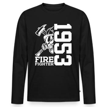 73E ANNIVERSAIRE BRIGADE DES POMPIERS 1953 - T-shirt manches longues Premium bio Homme - noir - Devant - Nico (187cm)