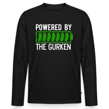Powered by the Gurken eine Batterie mit Gurken - Männer Premium Bio Langarmshirt - Schwarz - Vorne - Nico (187cm)