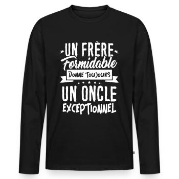 T-shirt pour Frère - Un Oncle Exceptionnel - T-shirt manches longues Premium bio Homme - noir - Devant - Nico (187cm)