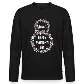 März Frauentag - Männer Premium Bio Langarmshirt - Schwarz - Vorne - Nico (187cm)