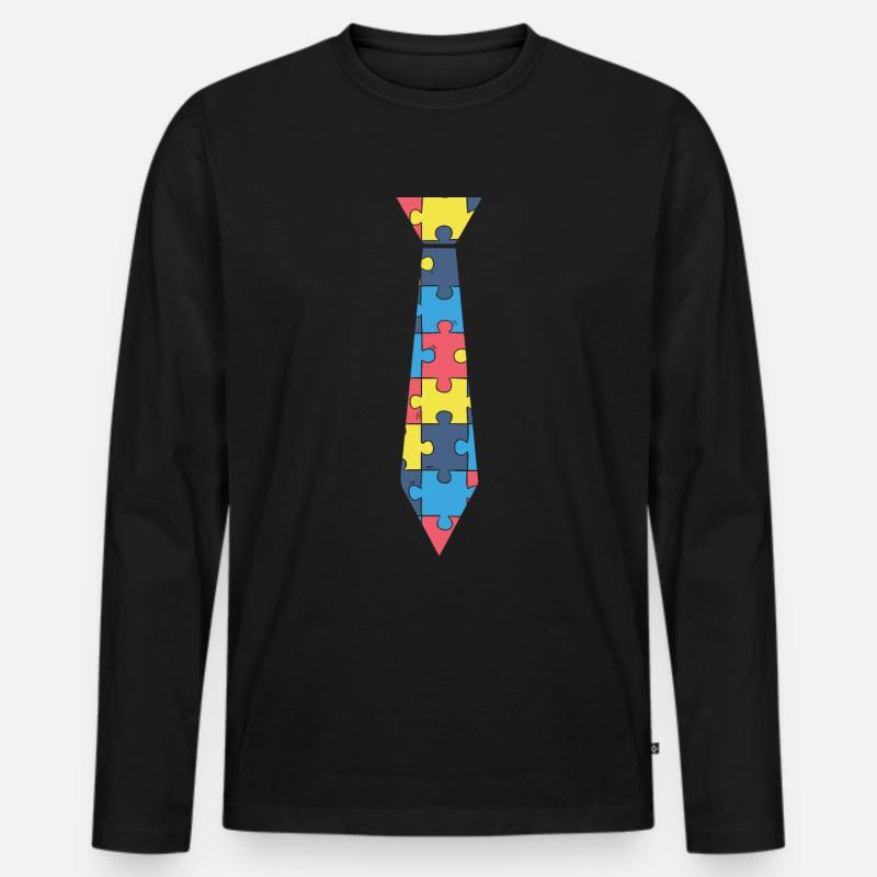Puzzle Krawatte. - Männer Premium Bio Langarmshirt - Schwarz