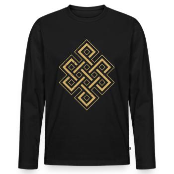 Lucky Knot Buddhism - Men's Premium Organic Long Sleeve Shirt - black - Front - Nico (187cm)