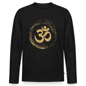 Cercle de symbole Om - T-shirt manches longues Premium bio Homme - noir - Devant - Nico (187cm)