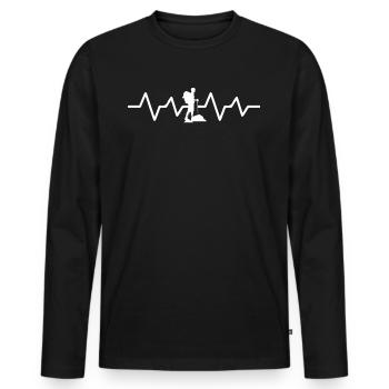 Rythme cardiaque - T-shirt manches longues Premium bio Homme - noir - Devant - Nico (187cm)