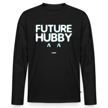 Futur mari - T-shirt manches longues Premium bio Homme - noir - Devant - Nico (187cm)