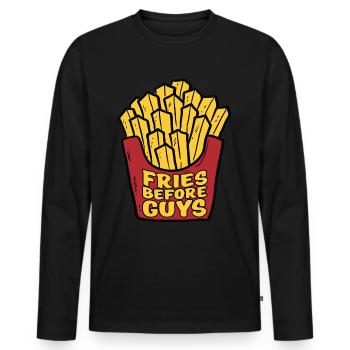 Fries in front of guys - Men's Premium Organic Long Sleeve Shirt - black - Front - Nico (187cm)