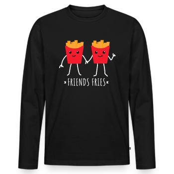 Freunde Fritten - Männer Premium Bio Langarmshirt - Schwarz - Vorne - Nico (187cm)