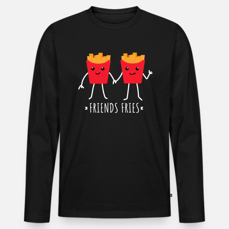 Freunde Fritten - Männer Premium Bio Langarmshirt - Schwarz