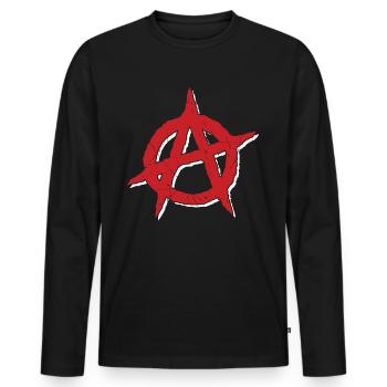 Symbole anarchiste - T-shirt manches longues Premium bio Homme - noir - Devant - Nico (187cm)