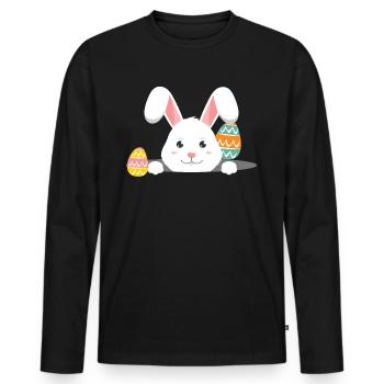 Easter with Easter eggs - Men's Premium Organic Long Sleeve Shirt - black - Front - Nico (187cm)