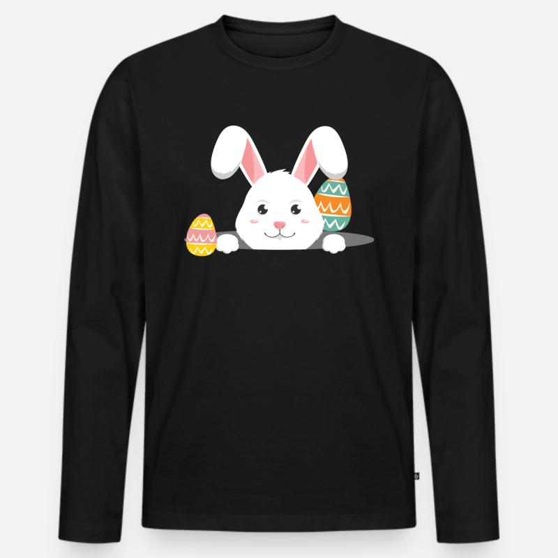 Osterhase mit Ostereiern - Männer Premium Bio Langarmshirt - Schwarz