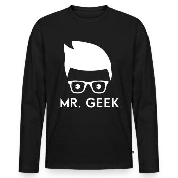M. Geek - T-shirt manches longues Premium bio Homme - noir - Devant - Nico (187cm)