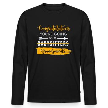 Félicitations aux grands-parents - T-shirt manches longues Premium bio Homme - noir - Devant - Nico (187cm)