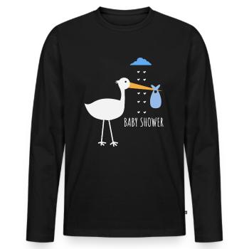 Cigogne de douche de bébé - T-shirt manches longues Premium bio Homme - noir - Devant - Nico (187cm)