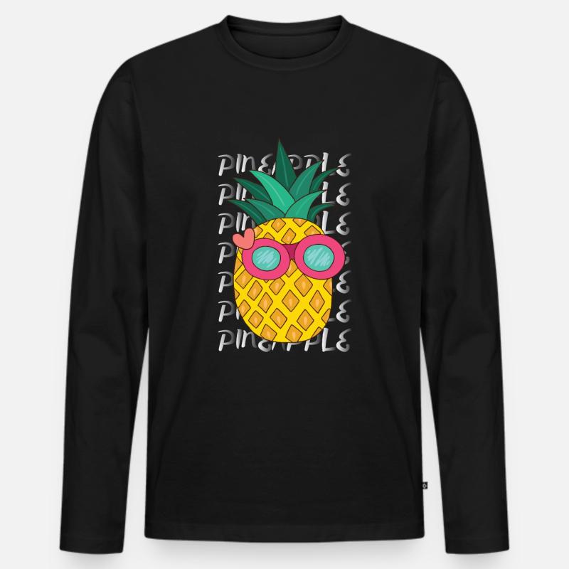 Ananas Sonnenbrille - Männer Premium Bio Langarmshirt - Schwarz
