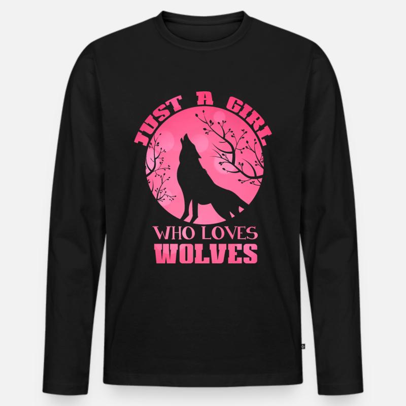 Wolf - Männer Premium Bio Langarmshirt - Schwarz
