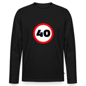 40e anniversaire Attention! Panneau de signalisation 40 Km/h - T-shirt manches longues Premium bio Homme - noir - Devant - Nico (187cm)