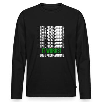 Programmation Dicton amusant pour les programmeurs - T-shirt manches longues Premium bio Homme - noir - Devant - Nico (187cm)
