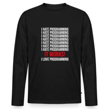 Programmierer Ich Hasse Programmieren - Männer Premium Bio Langarmshirt - Schwarz - Vorne - Nico (187cm)