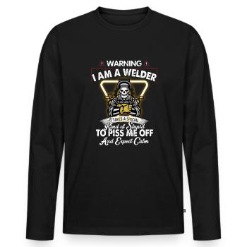Welders Welding Funny saying - Men's Premium Organic Long Sleeve Shirt - black - Front - Nico (187cm)