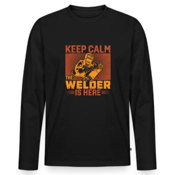 Le soudeur est là - soude des dictons drôles - T-shirt manches longues Premium bio Homme - noir - Devant - Nico (187cm)